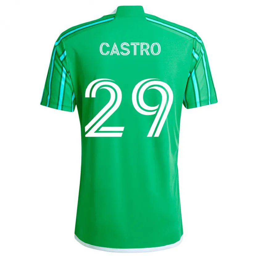 Danxen Enfant Maillot Jacob Castro #29 Vert Blanc Tenues Domicile 2024/25 T-Shirt