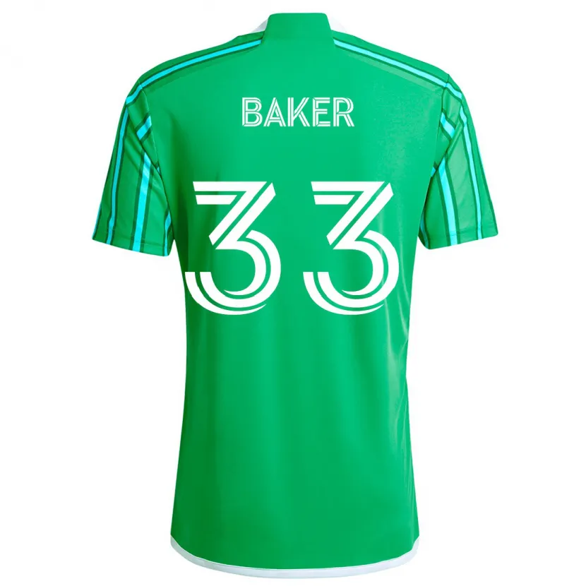 Danxen Enfant Maillot Cody Baker #33 Vert Blanc Tenues Domicile 2024/25 T-Shirt