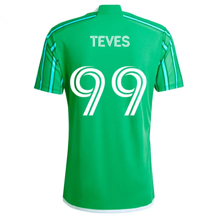 Danxen Enfant Maillot Dylan Teves #99 Vert Blanc Tenues Domicile 2024/25 T-Shirt