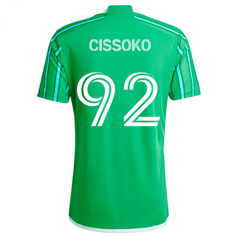 Danxen Enfant Maillot Abdoulaye Cissoko #92 Vert Blanc Tenues Domicile 2024/25 T-Shirt