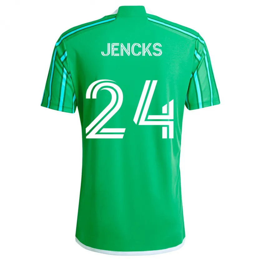 Danxen Enfant Maillot India Jencks #24 Vert Blanc Tenues Domicile 2024/25 T-Shirt