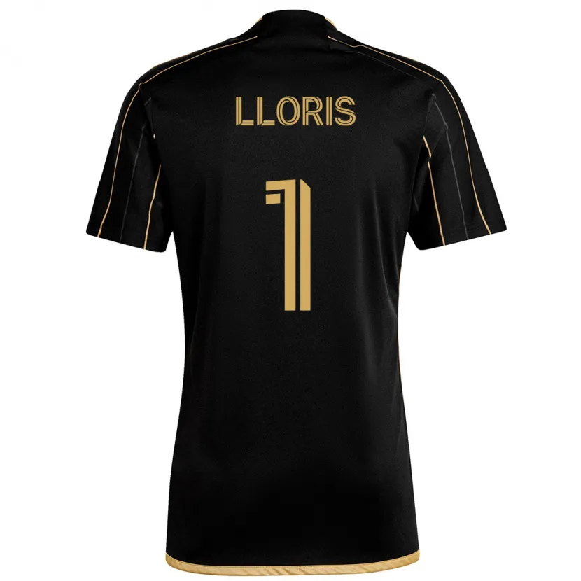 Danxen Enfant Maillot Hugo Lloris #1 Or Noir Tenues Domicile 2024/25 T-Shirt