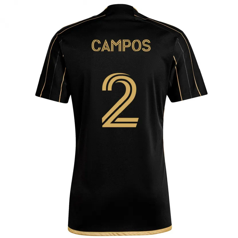 Danxen Enfant Maillot Omar Campos #2 Or Noir Tenues Domicile 2024/25 T-Shirt