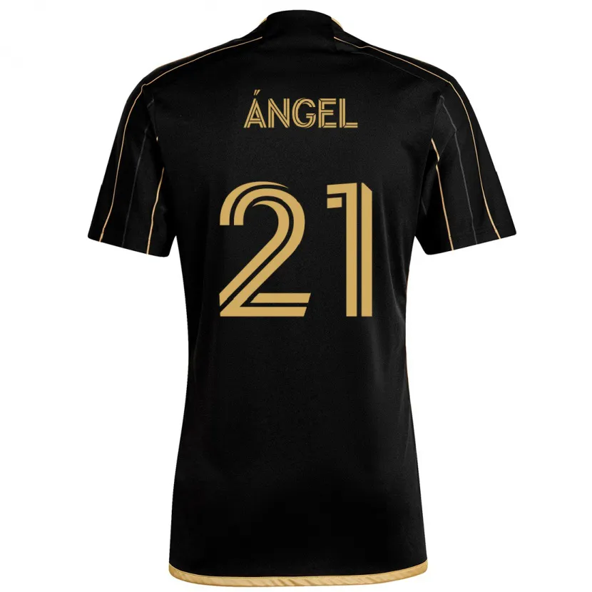 Danxen Enfant Maillot Tomás Ángel #21 Or Noir Tenues Domicile 2024/25 T-Shirt