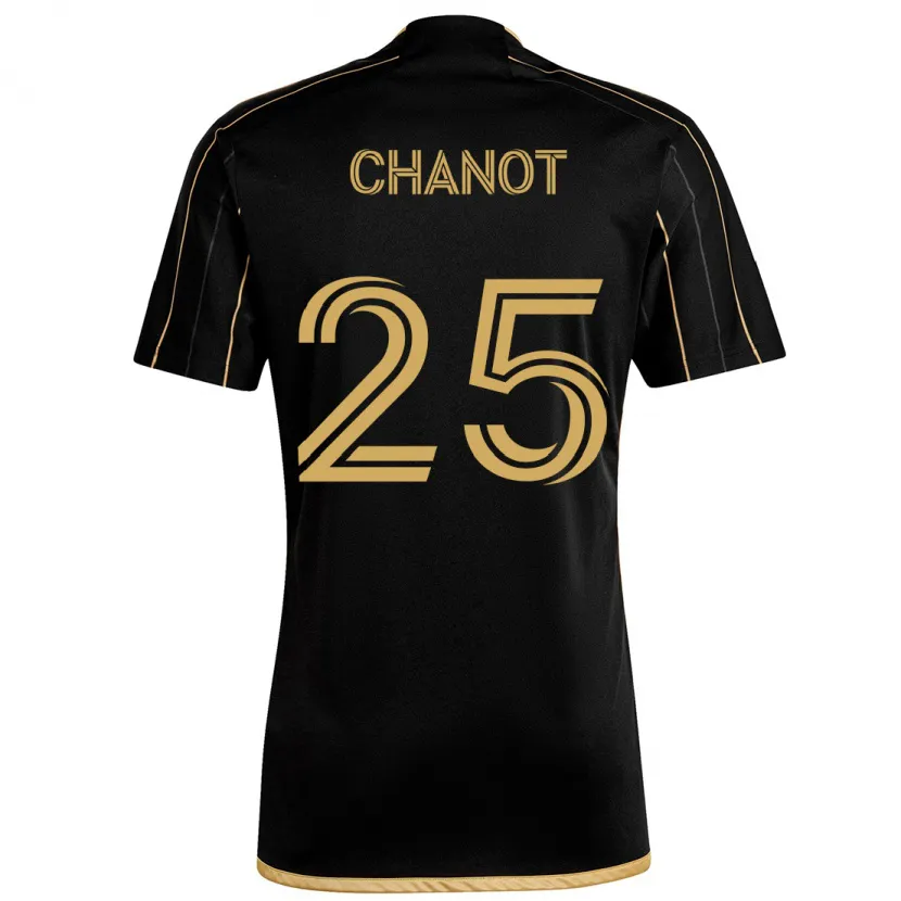 Danxen Enfant Maillot Maxime Chanot #25 Or Noir Tenues Domicile 2024/25 T-Shirt