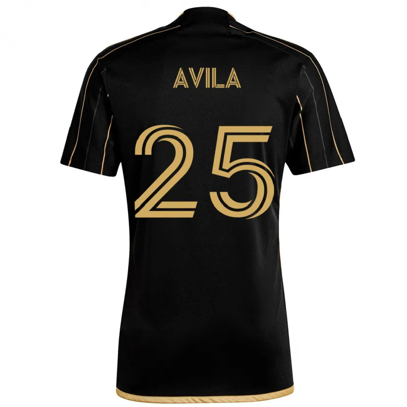 Danxen Enfant Maillot Armando Avila #25 Or Noir Tenues Domicile 2024/25 T-Shirt