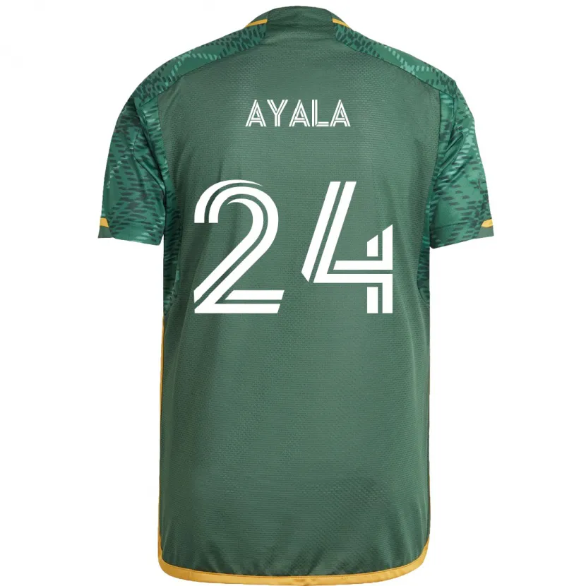 Danxen Enfant Maillot David Ayala #24 Vert Orange Tenues Domicile 2024/25 T-Shirt