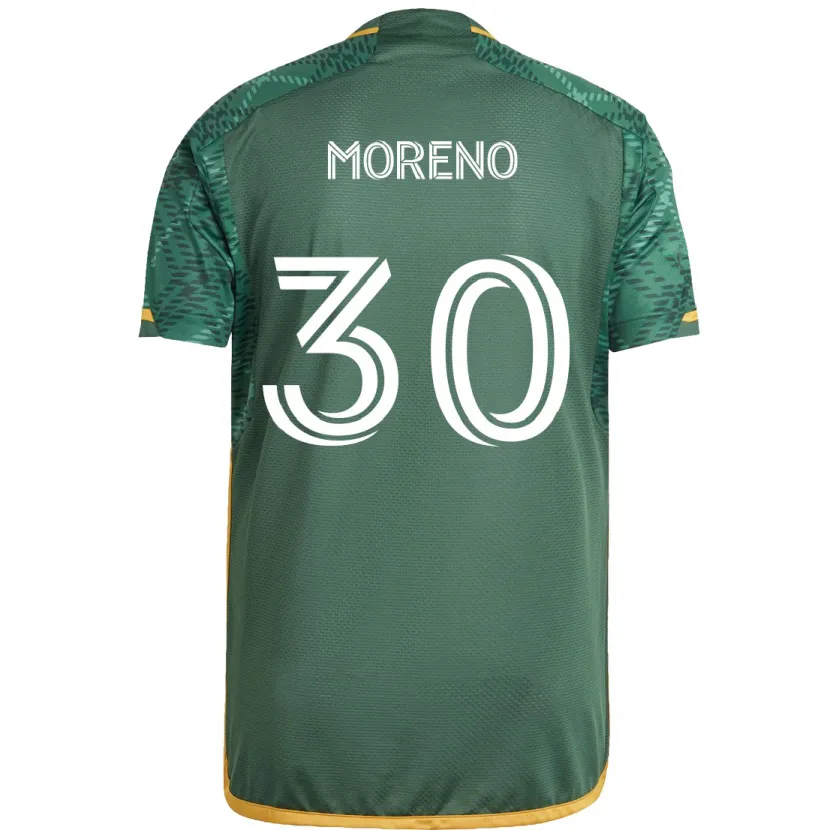 Danxen Enfant Maillot Santiago Moreno #30 Vert Orange Tenues Domicile 2024/25 T-Shirt