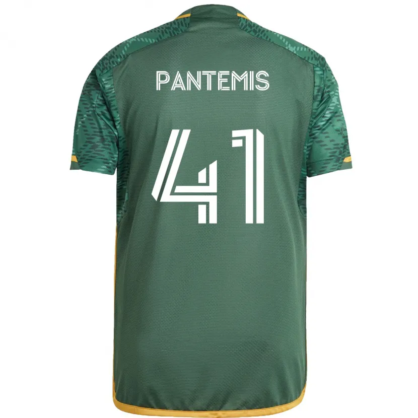 Danxen Enfant Maillot James Pantemis #41 Vert Orange Tenues Domicile 2024/25 T-Shirt