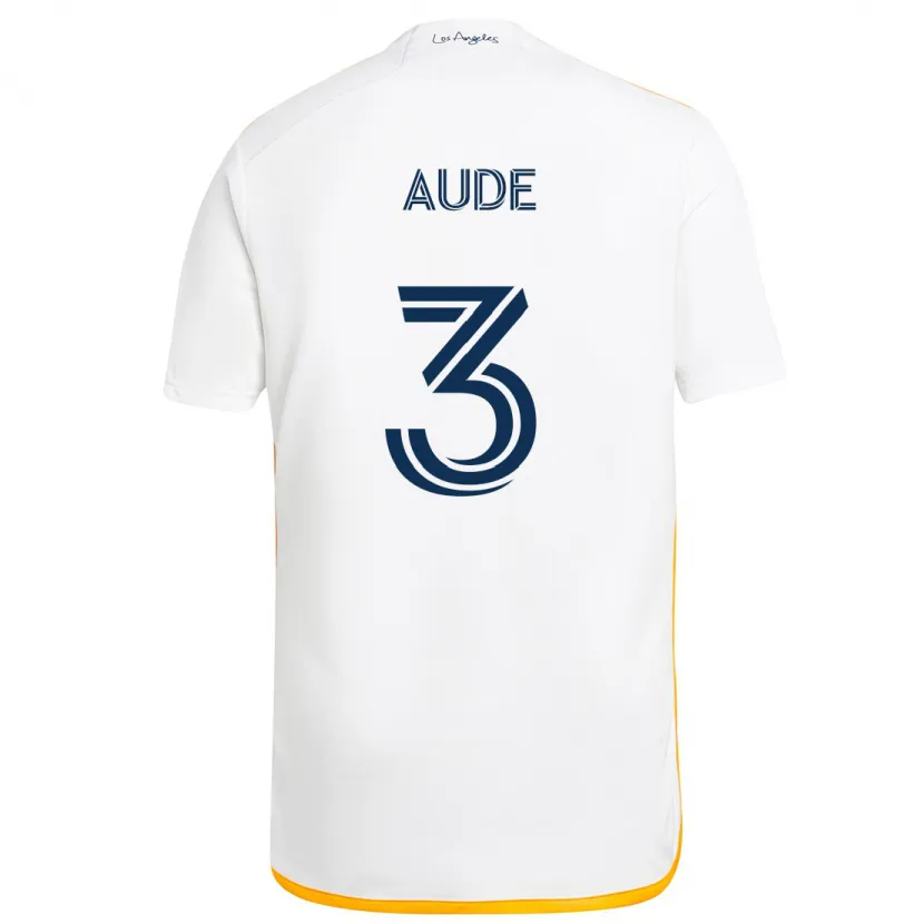 Danxen Enfant Maillot Julián Aude #3 Blanc Jaune Tenues Domicile 2024/25 T-Shirt