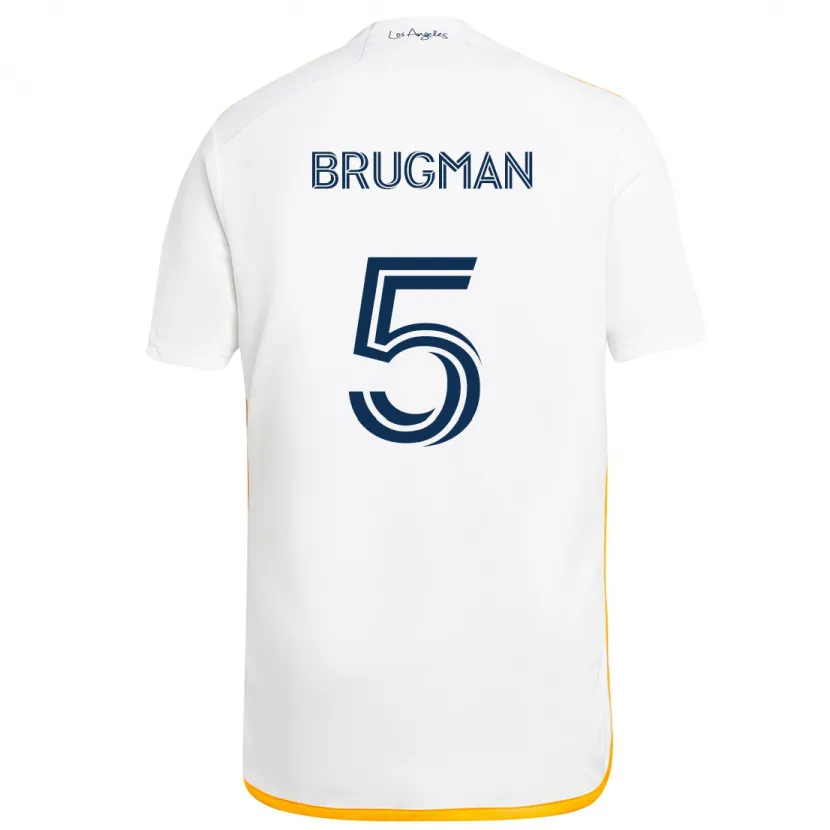 Danxen Enfant Maillot Gastón Brugman #5 Blanc Jaune Tenues Domicile 2024/25 T-Shirt