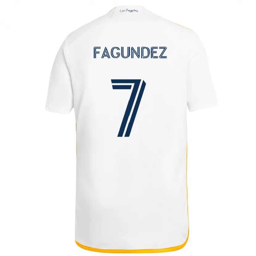 Danxen Enfant Maillot Diego Fagúndez #7 Blanc Jaune Tenues Domicile 2024/25 T-Shirt