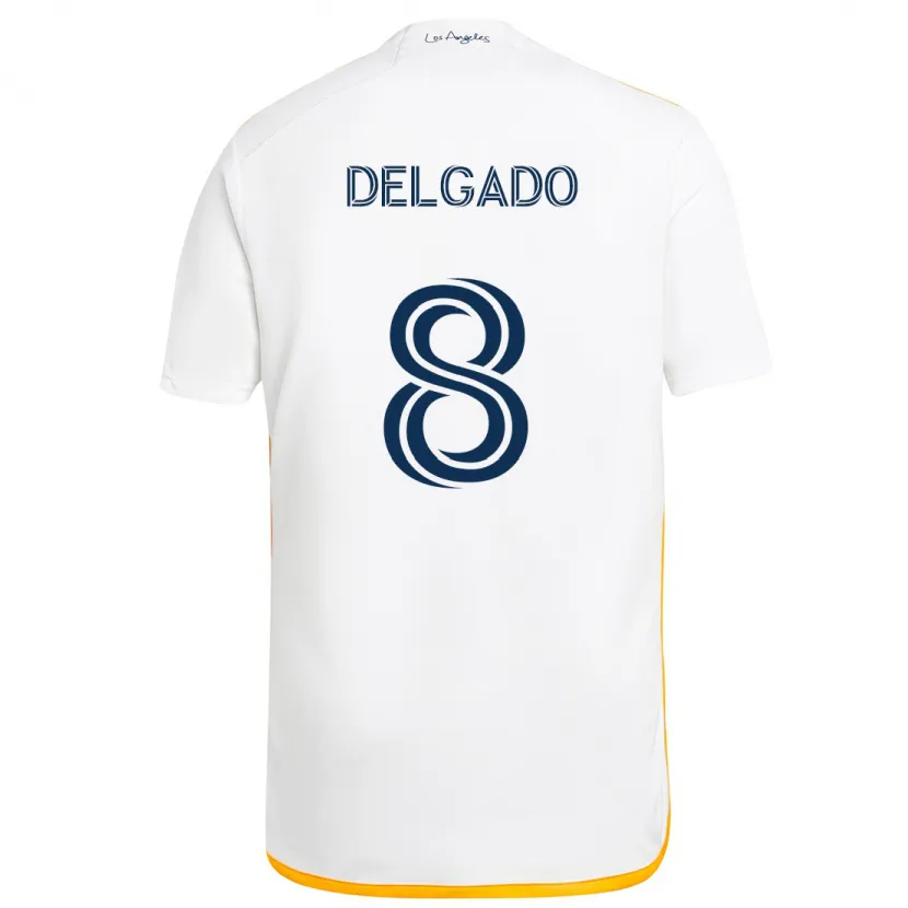 Danxen Enfant Maillot Mark Delgado #8 Blanc Jaune Tenues Domicile 2024/25 T-Shirt