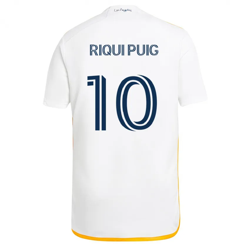 Danxen Enfant Maillot Riqui Puig #10 Blanc Jaune Tenues Domicile 2024/25 T-Shirt