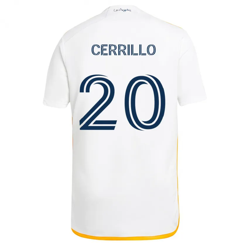 Danxen Enfant Maillot Edwin Cerrillo #20 Blanc Jaune Tenues Domicile 2024/25 T-Shirt