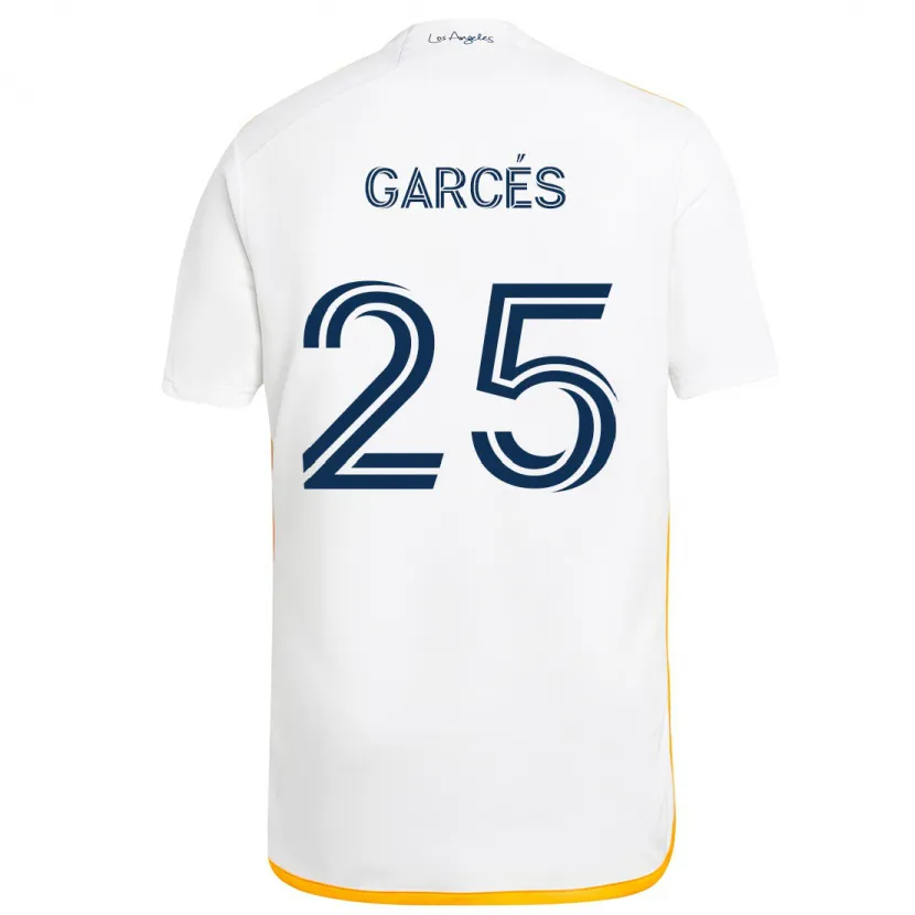 Danxen Enfant Maillot Carlos Garcés #25 Blanc Jaune Tenues Domicile 2024/25 T-Shirt