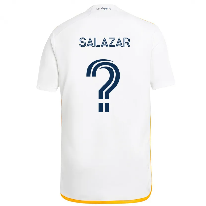 Danxen Enfant Maillot Enrique Salazar #0 Blanc Jaune Tenues Domicile 2024/25 T-Shirt