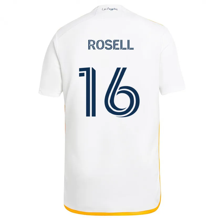 Danxen Enfant Maillot Uri Rosell #16 Blanc Jaune Tenues Domicile 2024/25 T-Shirt