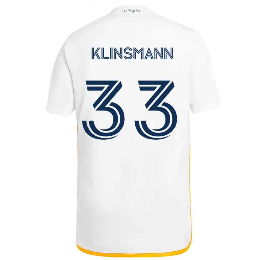 Danxen Enfant Maillot Jonathan Klinsmann #33 Blanc Jaune Tenues Domicile 2024/25 T-Shirt