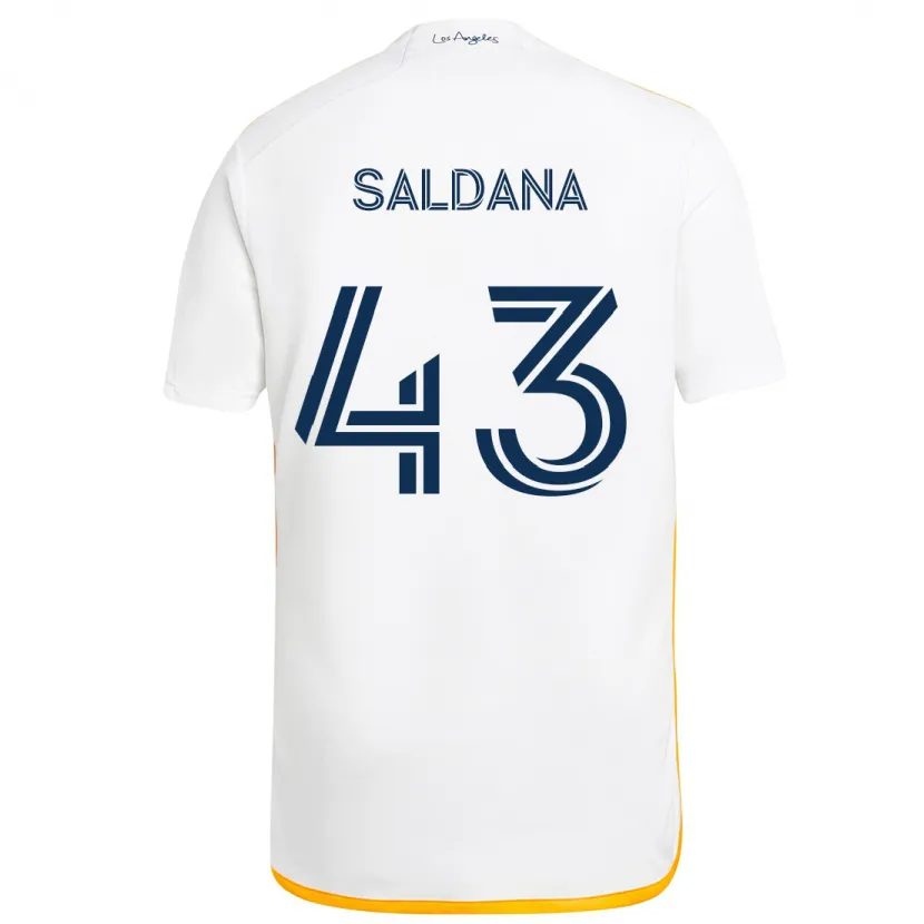 Danxen Enfant Maillot Adam Saldaña #43 Blanc Jaune Tenues Domicile 2024/25 T-Shirt