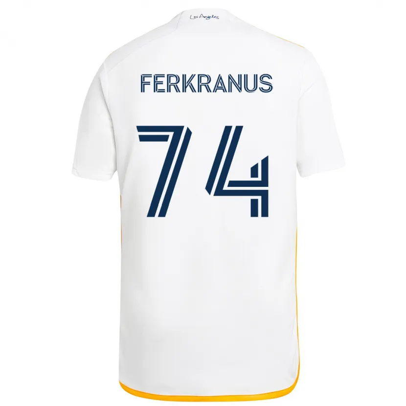 Danxen Enfant Maillot Marcus Ferkranus #74 Blanc Jaune Tenues Domicile 2024/25 T-Shirt