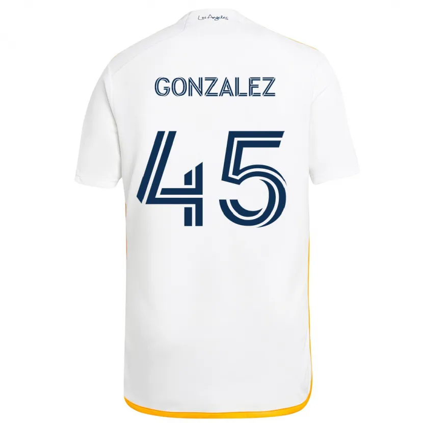 Danxen Enfant Maillot Adrián González #45 Blanc Jaune Tenues Domicile 2024/25 T-Shirt