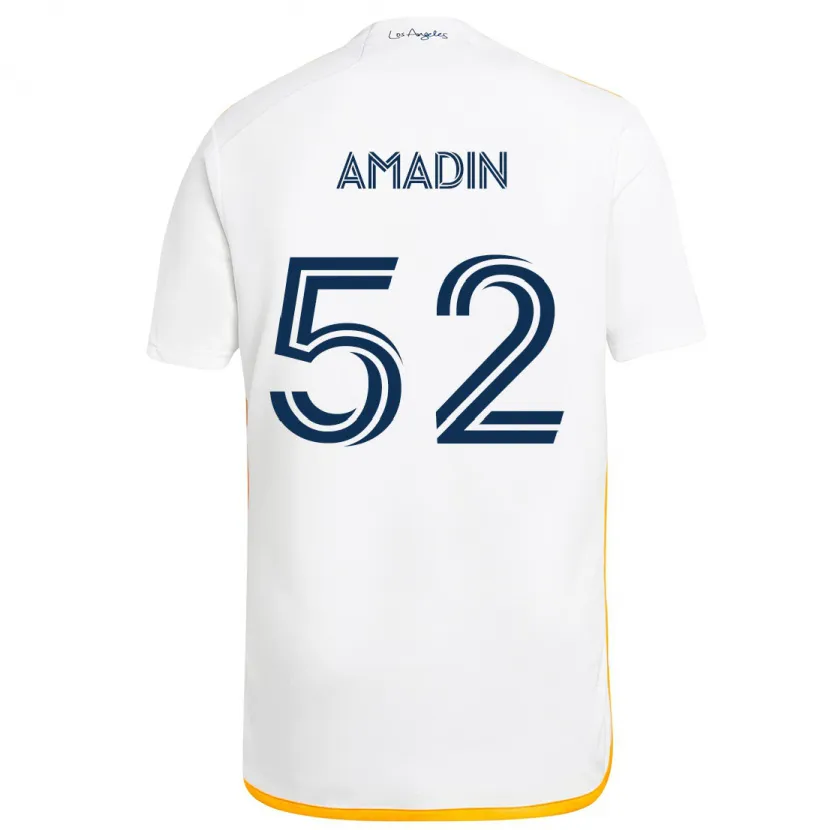 Danxen Enfant Maillot Elijah Amadin #52 Blanc Jaune Tenues Domicile 2024/25 T-Shirt