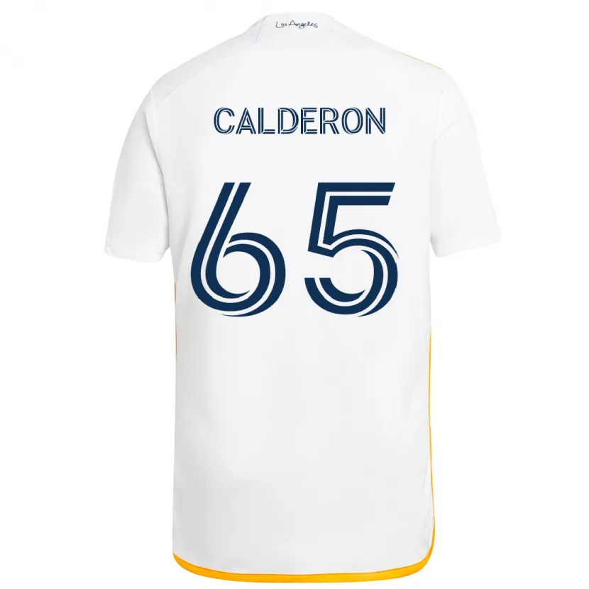 Danxen Enfant Maillot Juan Calderón #65 Blanc Jaune Tenues Domicile 2024/25 T-Shirt