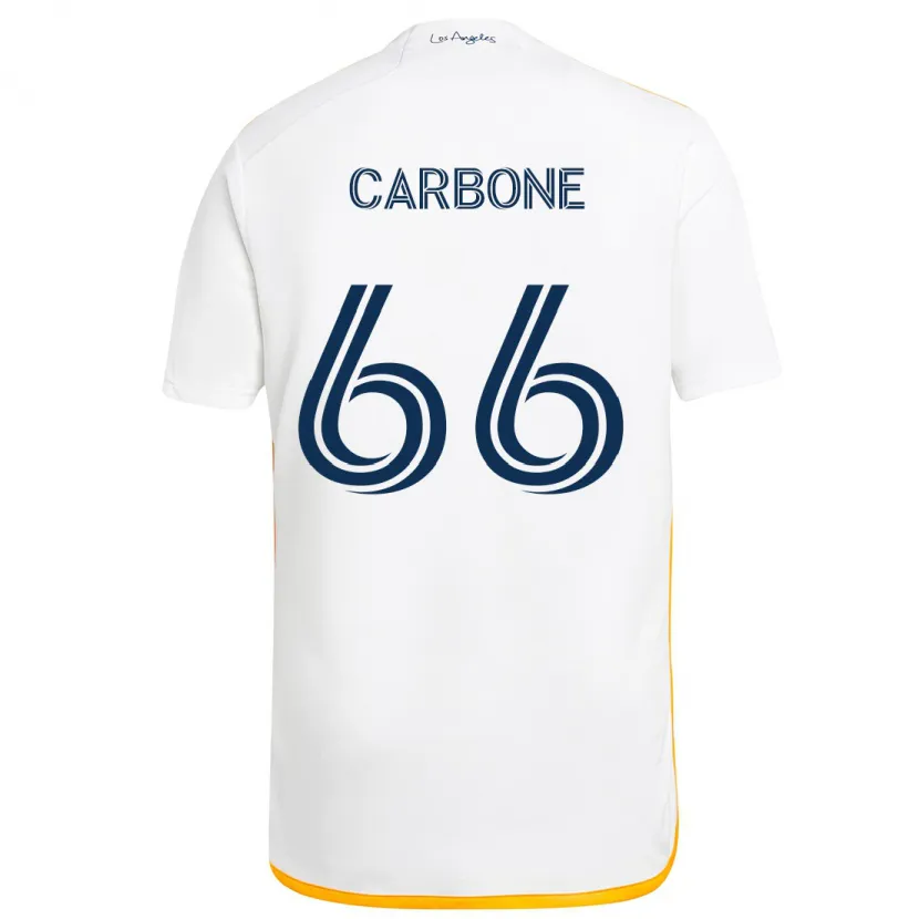 Danxen Enfant Maillot Matteo Carbone #66 Blanc Jaune Tenues Domicile 2024/25 T-Shirt