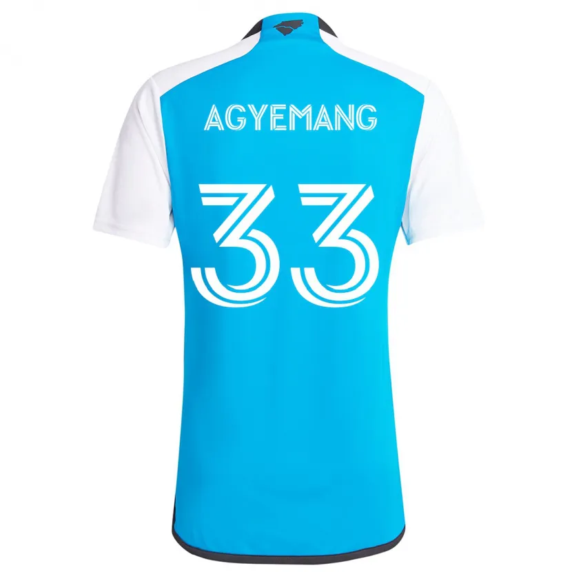 Danxen Enfant Maillot Patrick Agyemang #33 Bleu Blanc Tenues Domicile 2024/25 T-Shirt