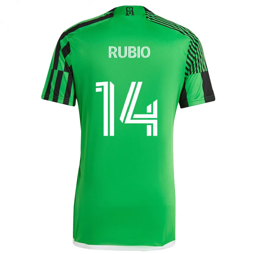 Danxen Enfant Maillot Diego Rubio #14 Vert Noir Tenues Domicile 2024/25 T-Shirt