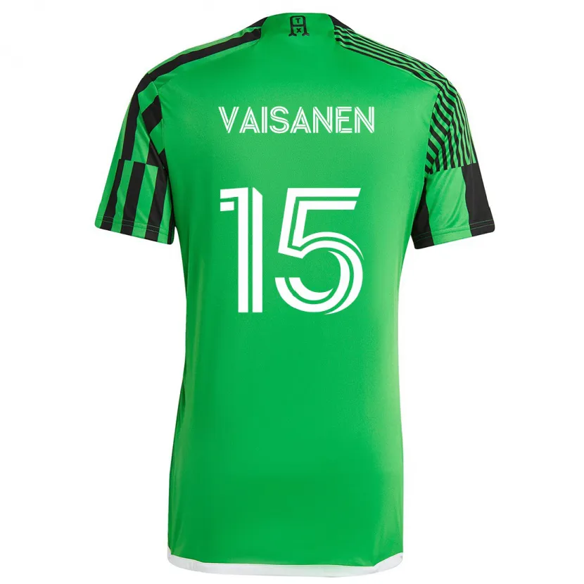 Danxen Enfant Maillot Leo Väisänen #15 Vert Noir Tenues Domicile 2024/25 T-Shirt