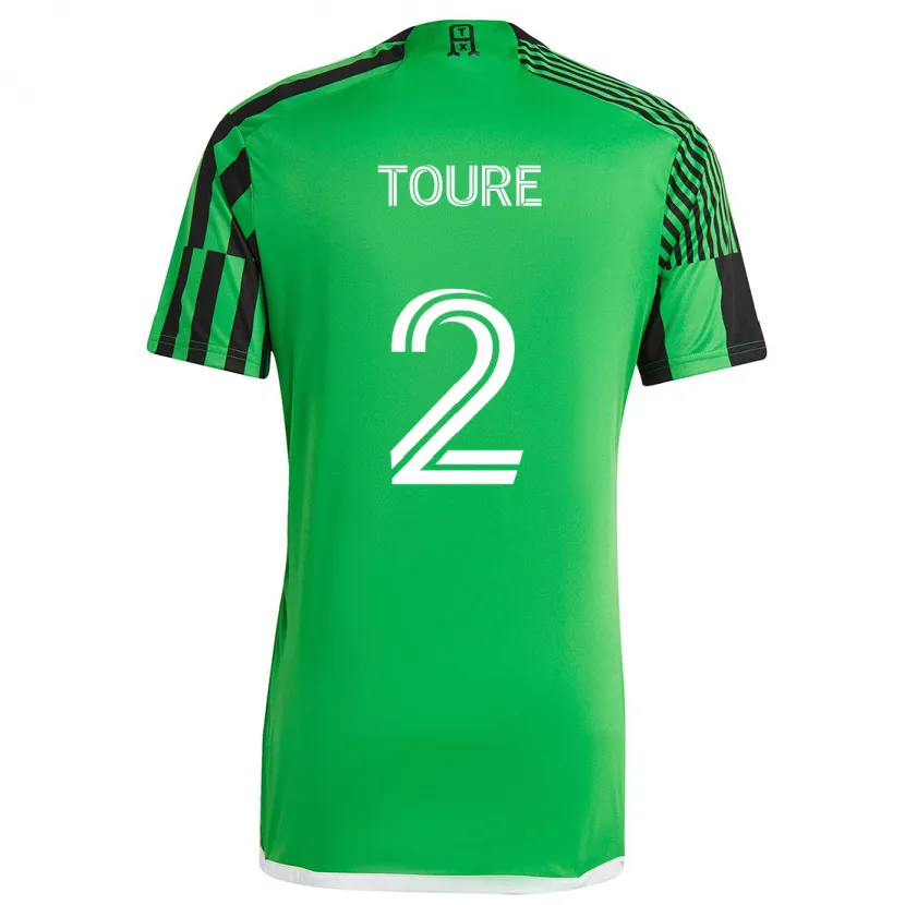 Danxen Enfant Maillot Cheick Touré #2 Vert Noir Tenues Domicile 2024/25 T-Shirt