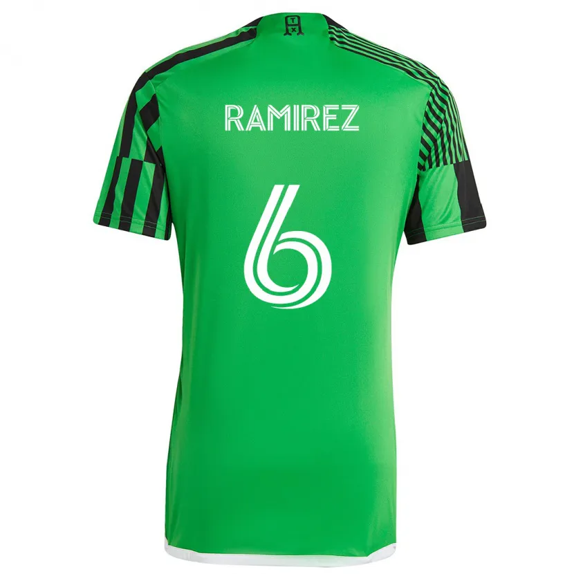 Danxen Enfant Maillot Alonso Ramírez #6 Vert Noir Tenues Domicile 2024/25 T-Shirt