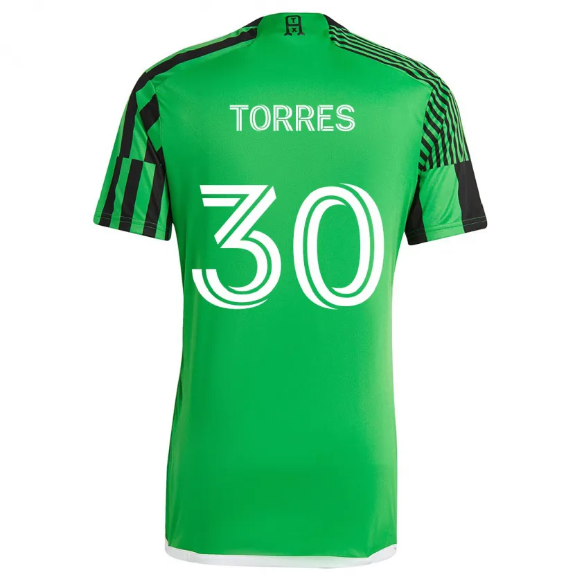 Danxen Enfant Maillot Ervin Torres #30 Vert Noir Tenues Domicile 2024/25 T-Shirt