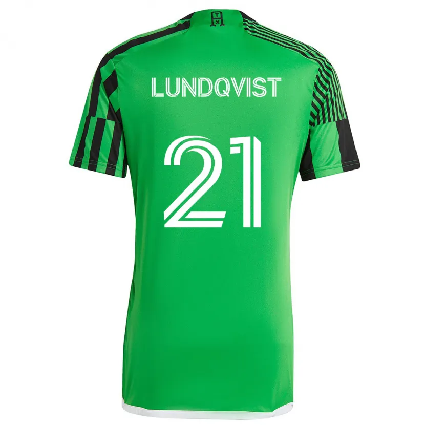 Danxen Enfant Maillot Adam Lundqvist #21 Vert Noir Tenues Domicile 2024/25 T-Shirt