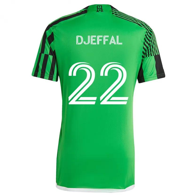 Danxen Enfant Maillot Sofiane Djeffal #22 Vert Noir Tenues Domicile 2024/25 T-Shirt