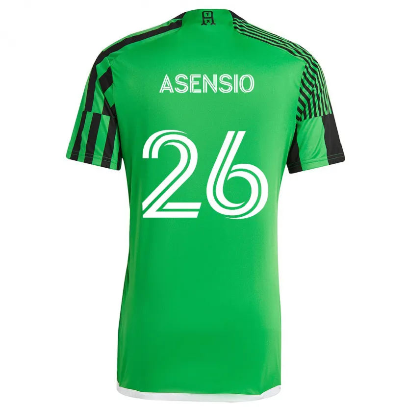 Danxen Enfant Maillot Charlie Asensio #26 Vert Noir Tenues Domicile 2024/25 T-Shirt