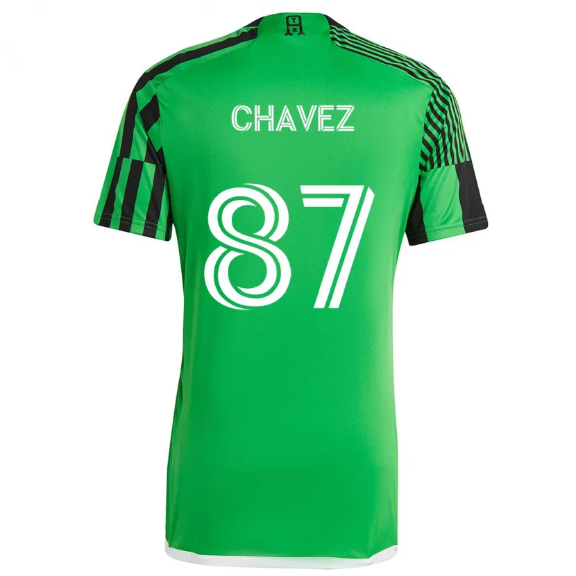 Danxen Enfant Maillot Alfonso Ocampo-Chávez #87 Vert Noir Tenues Domicile 2024/25 T-Shirt