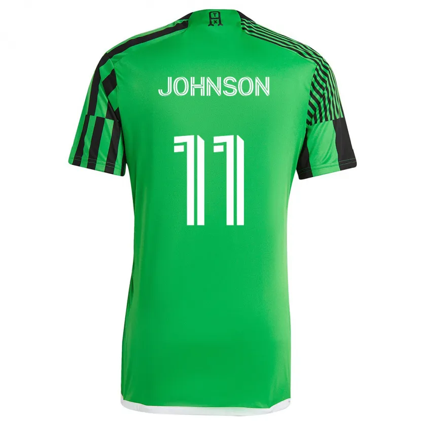 Danxen Enfant Maillot Emmanuel Johnson #11 Vert Noir Tenues Domicile 2024/25 T-Shirt