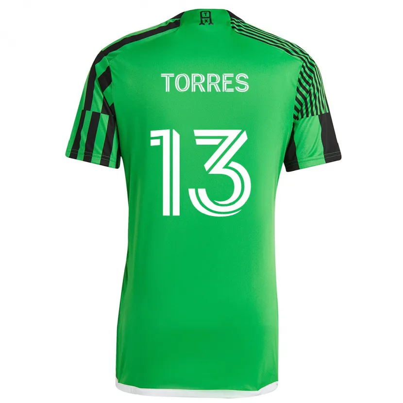 Danxen Enfant Maillot Leo Torres #13 Vert Noir Tenues Domicile 2024/25 T-Shirt