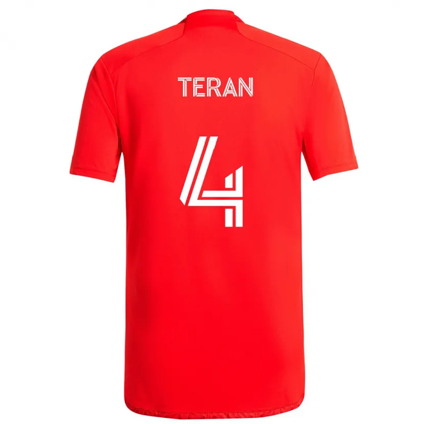 Danxen Enfant Maillot Carlos Terán #4 Rouge Blanc Tenues Domicile 2024/25 T-Shirt