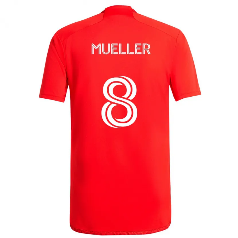 Danxen Enfant Maillot Chris Mueller #8 Rouge Blanc Tenues Domicile 2024/25 T-Shirt