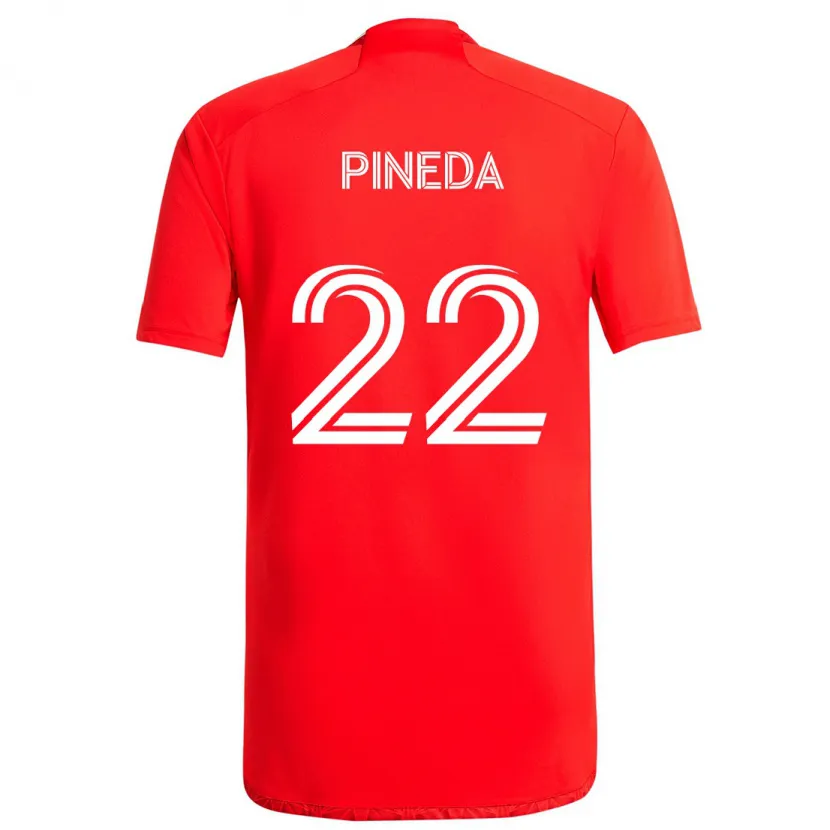 Danxen Enfant Maillot Mauricio Pineda #22 Rouge Blanc Tenues Domicile 2024/25 T-Shirt