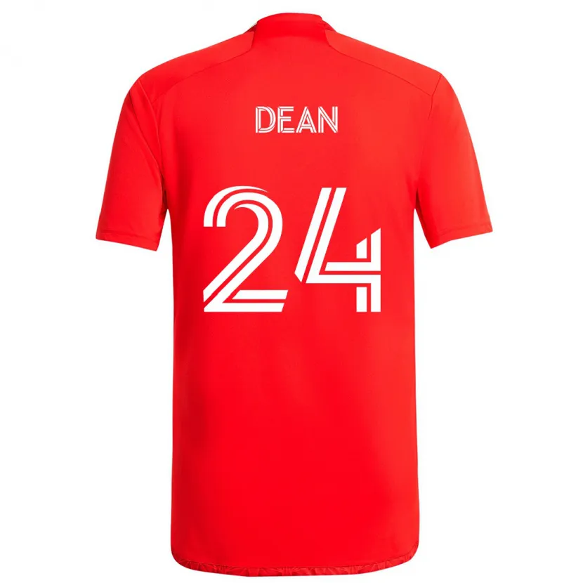 Danxen Enfant Maillot Jonathan Dean #24 Rouge Blanc Tenues Domicile 2024/25 T-Shirt