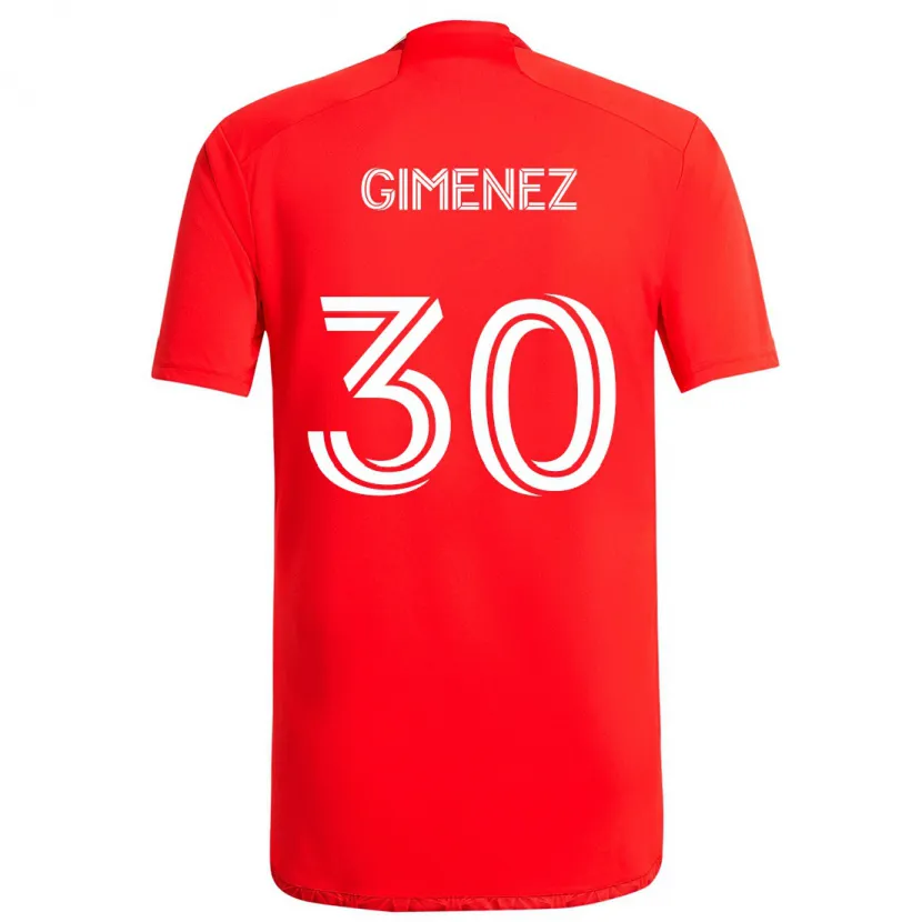 Danxen Enfant Maillot Gastón Giménez #30 Rouge Blanc Tenues Domicile 2024/25 T-Shirt