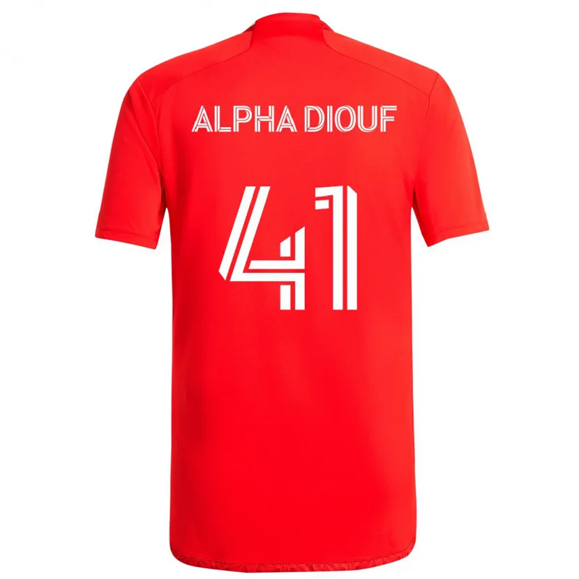 Danxen Enfant Maillot Jean Alpha Diouf #41 Rouge Blanc Tenues Domicile 2024/25 T-Shirt