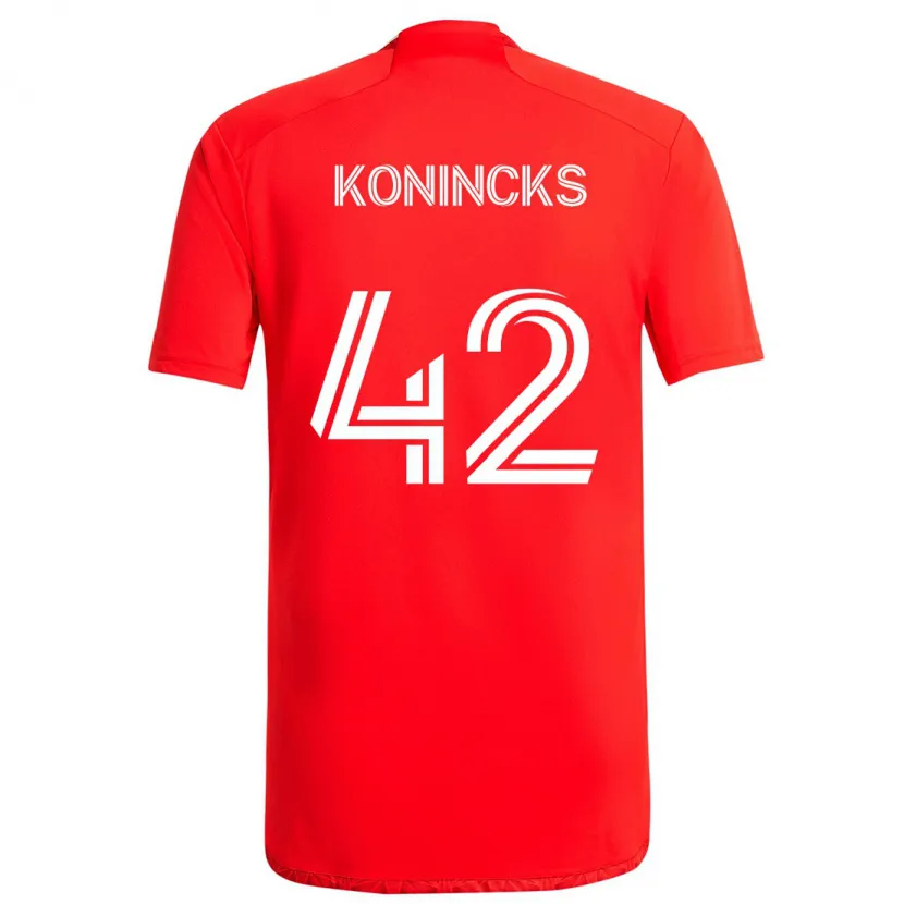 Danxen Enfant Maillot Diego Konincks #42 Rouge Blanc Tenues Domicile 2024/25 T-Shirt