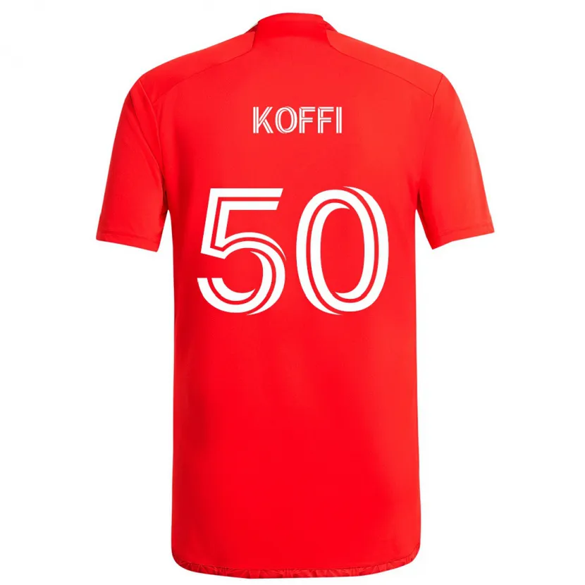 Danxen Enfant Maillot Christian Koffi #50 Rouge Blanc Tenues Domicile 2024/25 T-Shirt