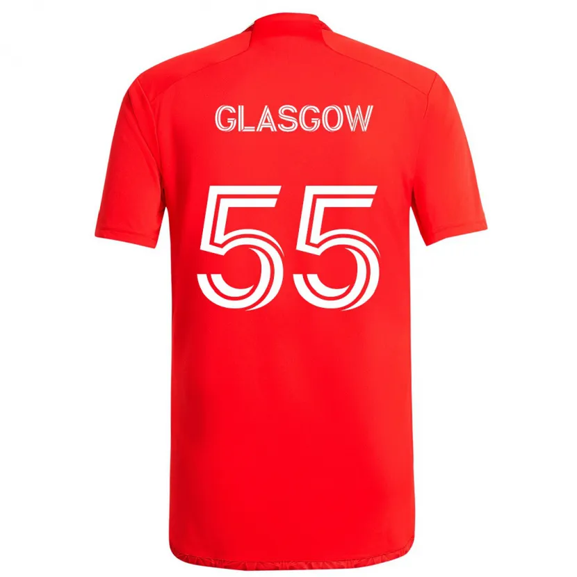 Danxen Enfant Maillot Omari Glasgow #55 Rouge Blanc Tenues Domicile 2024/25 T-Shirt